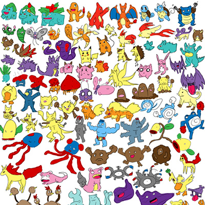I tried my hand at drawing the original 151 Pokémon from memory, my hand no  longer works. - pokemon